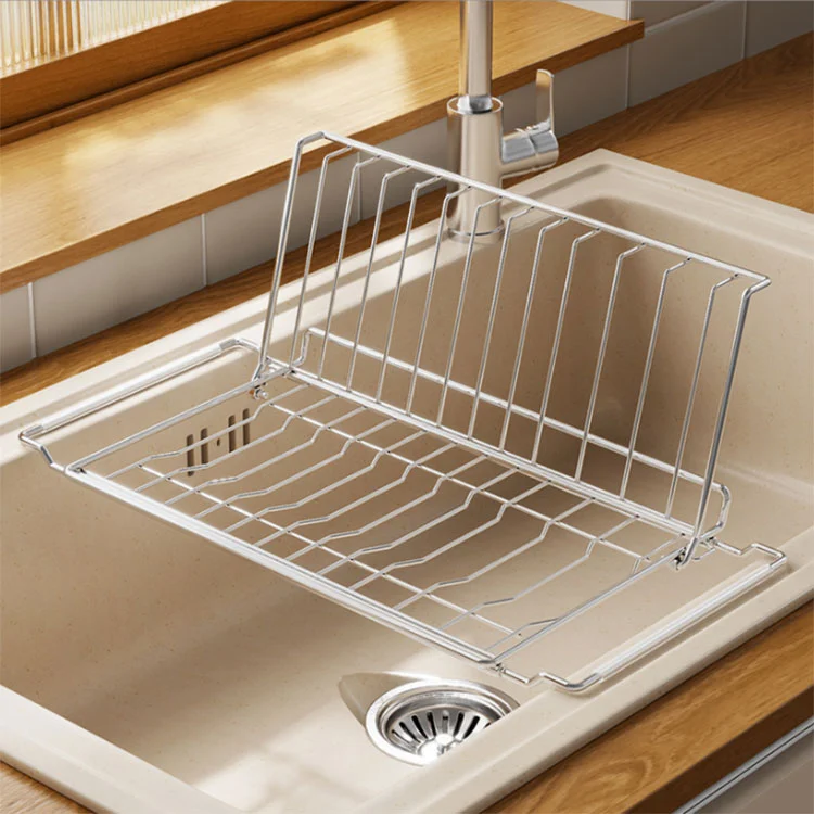Scolapiatti multifunzionale per lavello in acciaio inox
